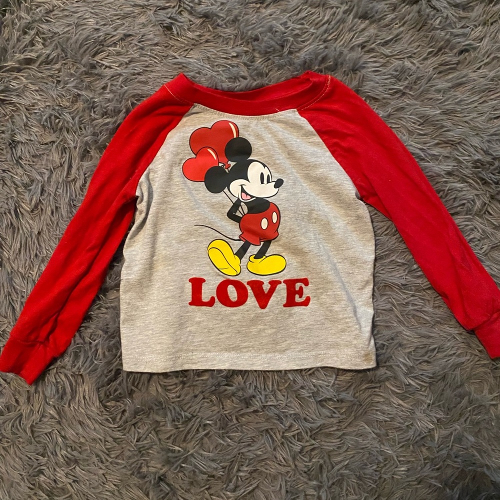 Disney Minnie Mouse Red and Gray Long Sleeve Tee